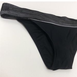 Gianni Bini GB bikini bottoms black white colorblock bottom mesh trim swim
